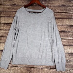 Gap Womens Gray Lavender 100% Merino Wool Crewneck Sweater Raglan Sleeve M Tall